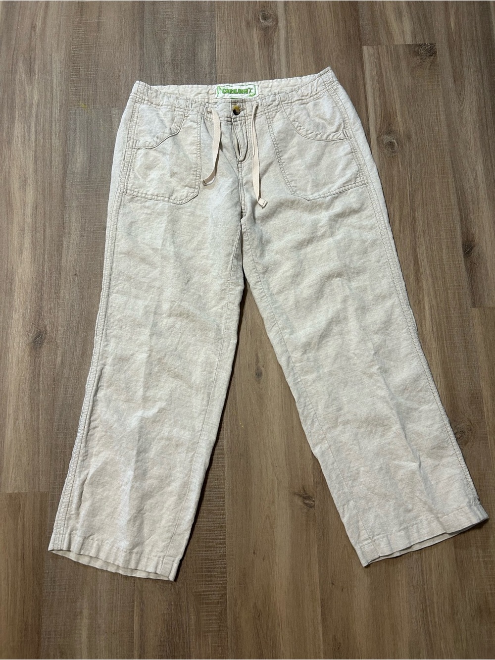Casual Straight-Leg Drawstring Pants in Light Beige